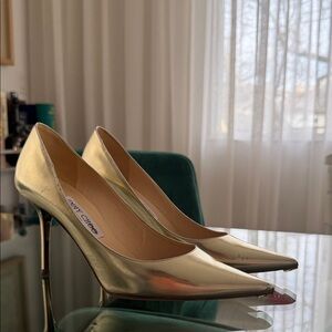 Jimmy Choo Metallic Gold Pointed-Toe Stiletto Pumps